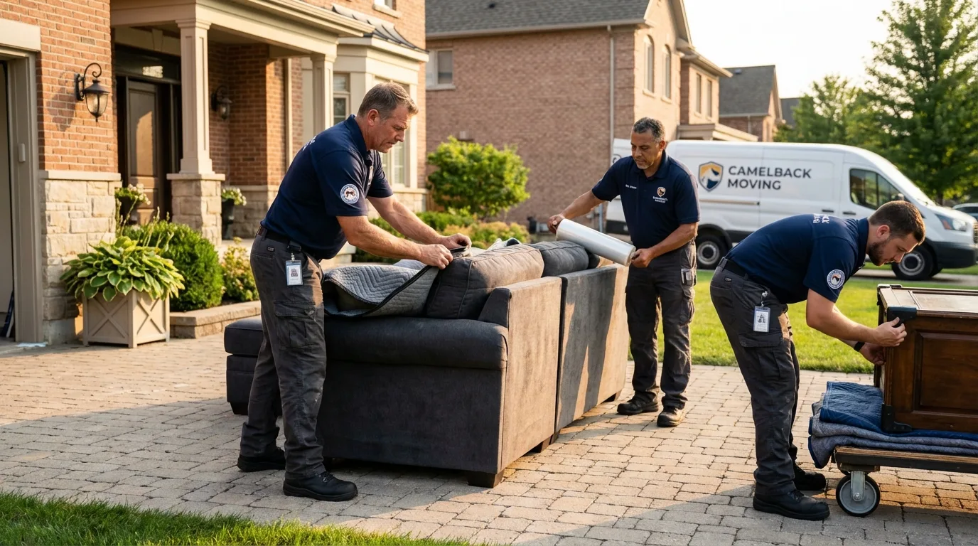 Large estate moving crew wrapping furniture in Trenton, GA
