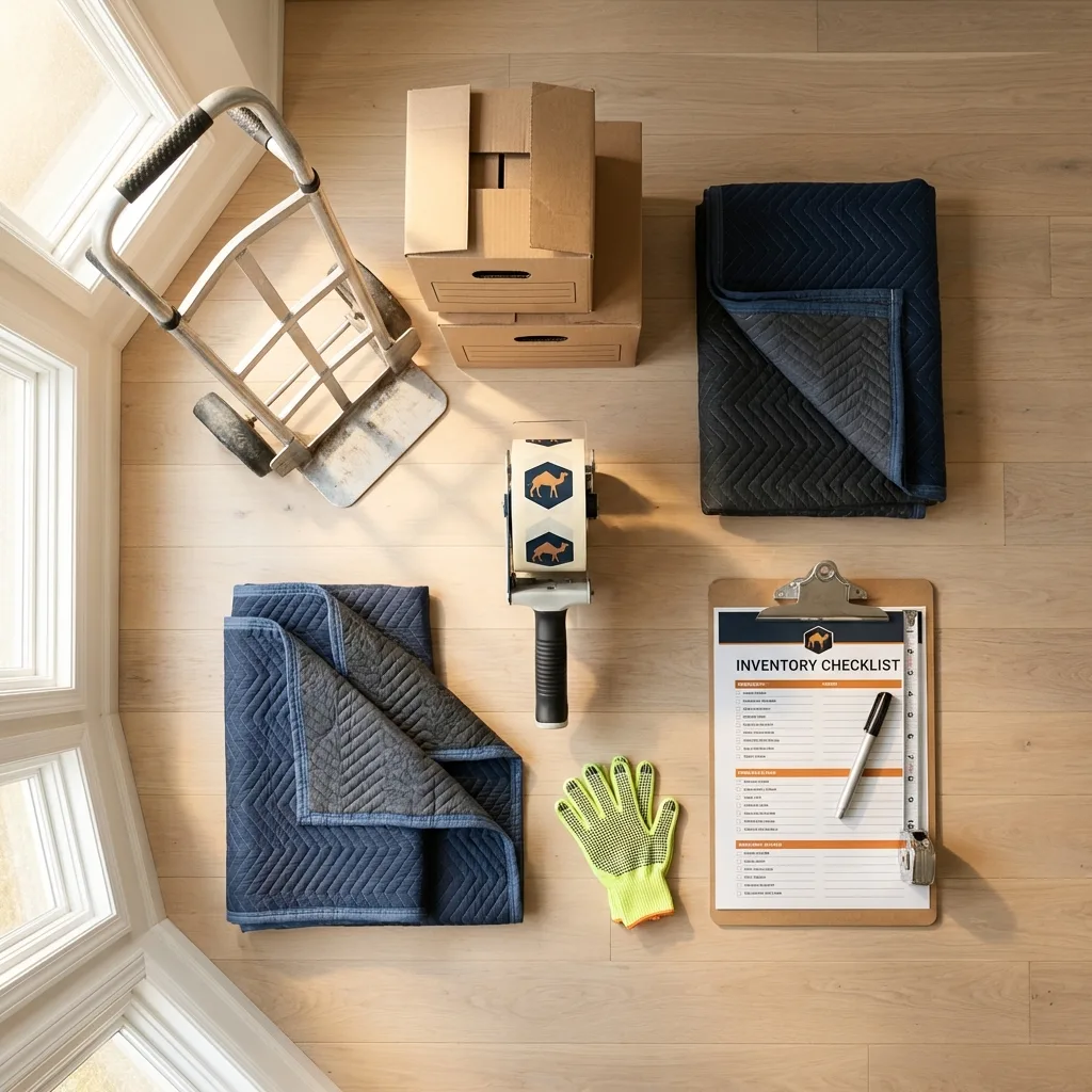 Professional moving supplies and packing materials layout for Trenton residential relocations